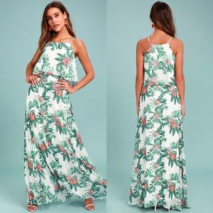 Lulu’s White & Teal Tropical 2 Piece Dress NWT